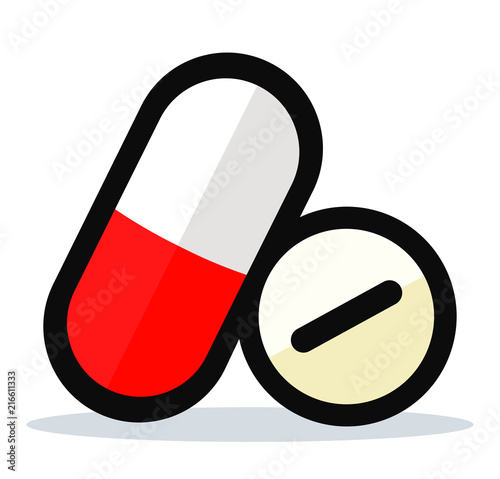 Vector pills on white background