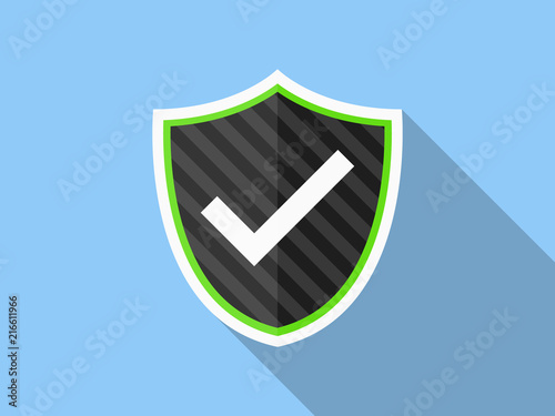 Shield With Check Mark Icon Secured Illustration Vector