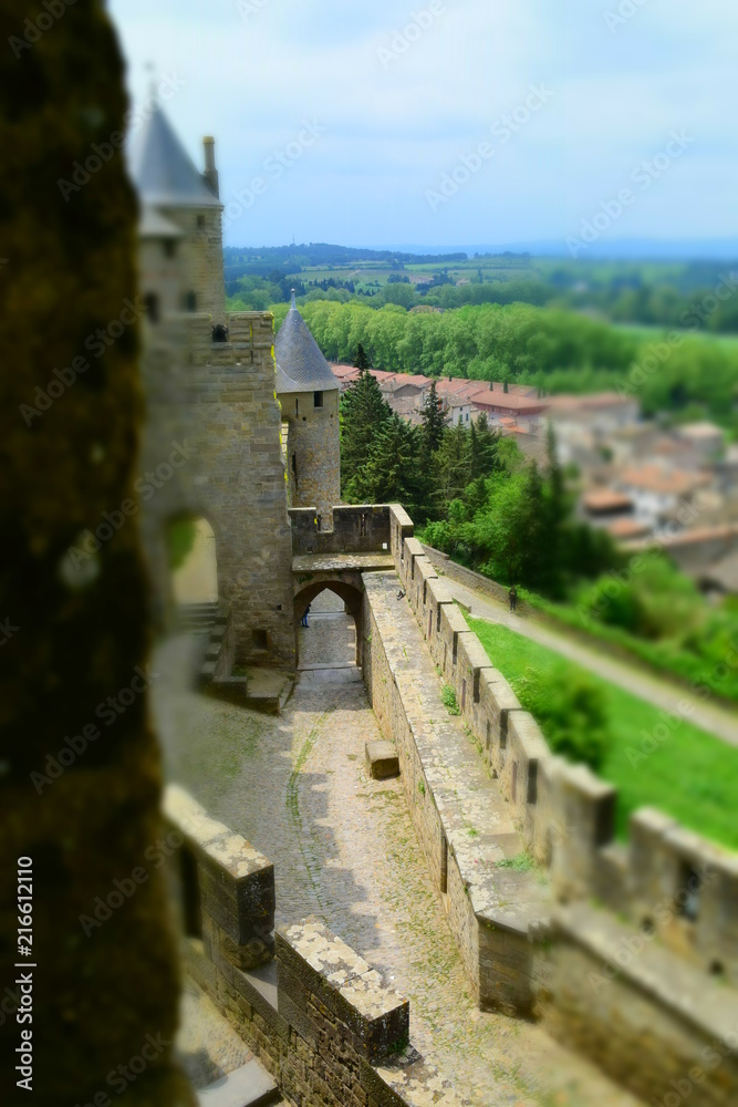 Carcassonne, la cité miniature, Aude, Occitanie, France.