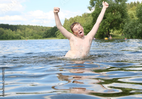 Boy play in water