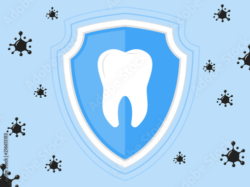 Tooth Shield Protection Icon Dental Care Logo Vector