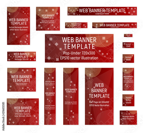 Red abstract web banners. Standard size. Vector illustration