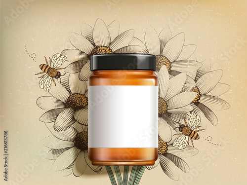 Top view of wildflower honey jar