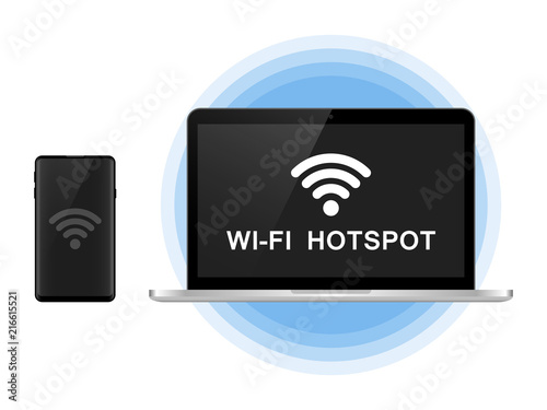 Wi-Fi Hotspot From Laptop To Mobile Phone Background