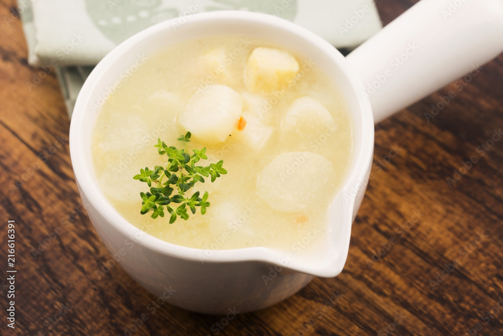 Fresh soup of white asparagus