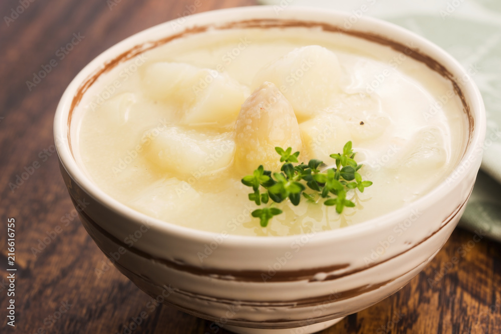 Fresh soup of white asparagus Fresh soup of white asparagus