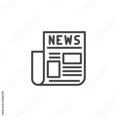 Newspaper outline icon. linear style sign for mobile concept and web design. News paper simple line vector icon. Symbol, logo illustration. Pixel perfect vector graphics