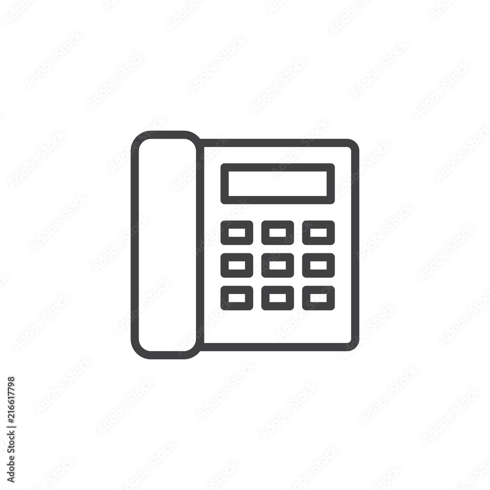 Office phone outline icon. linear style sign for mobile concept and web design. Office desk telephone simple line vector icon. Symbol, logo illustration. Pixel perfect vector graphics Office phone outline icon. linear style sign for mobile concept and web design. Office desk telephone simple line vector icon. Symbol, logo illustration. Pixel perfect vector graphics