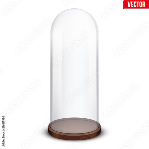 Glass dome. Platform for showing your product or idea. Long shape. Vector Illustration isolated on white background. photo