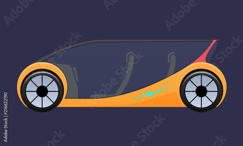 Beautiful expensive multi-seat electric vehicle, automobile with doors opening upward.