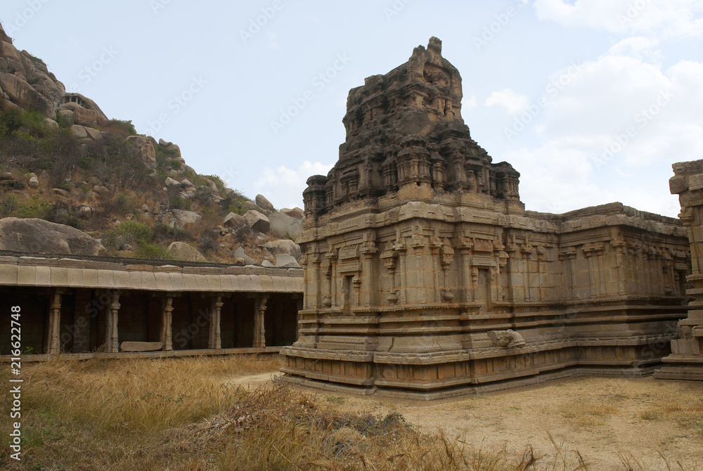 Twin chambered shrine of goddess, Achyuta Raya temple, Hampi, Karnataka. Sacred Center. View from south-east.