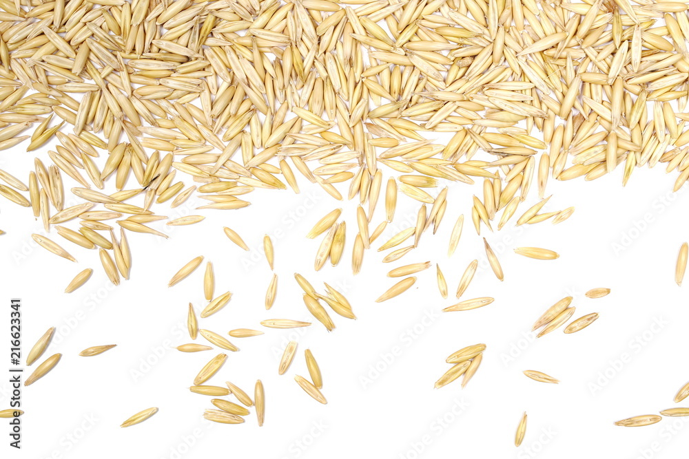 Oats isolated on white background, top view Oats isolated on white background, top view