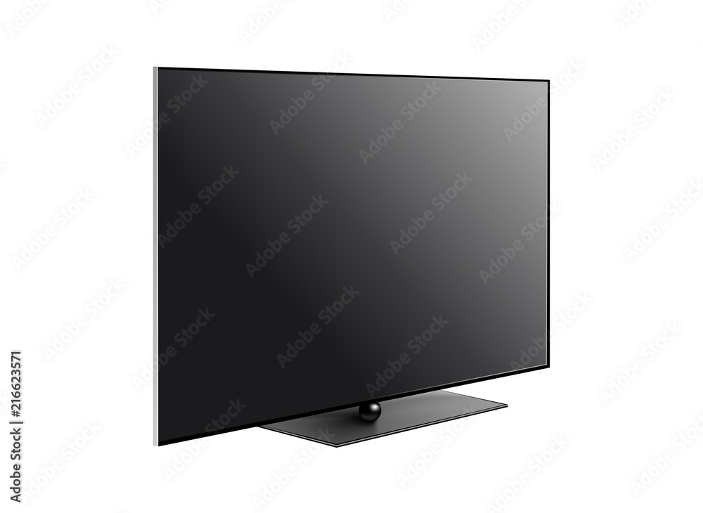 Black LED tv television screen blank on white wall background Black LED tv television screen blank on white wall background