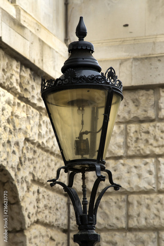 Black painted old style street lamp