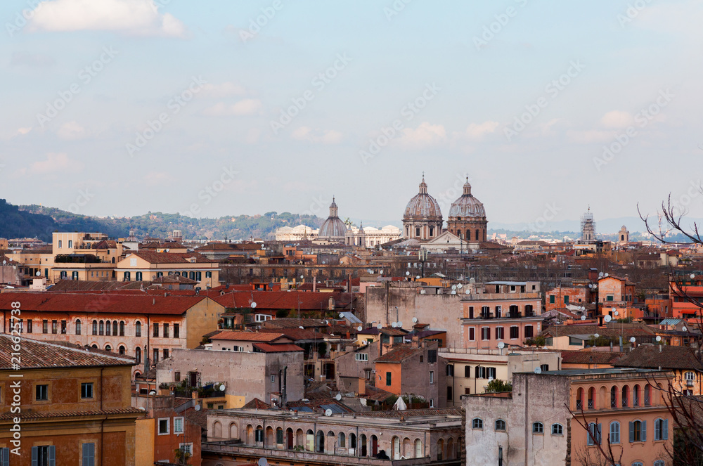 Rome, view of Trastevere, from the Aventine Hill, right bank of the Tiber