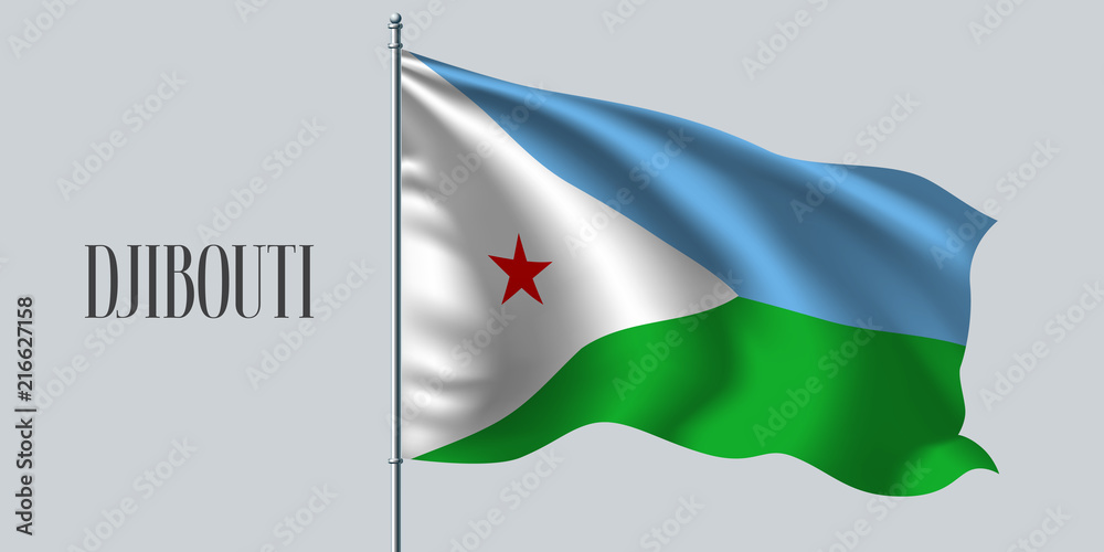 Djibouti waving flag vector illustration Djibouti waving flag vector illustration