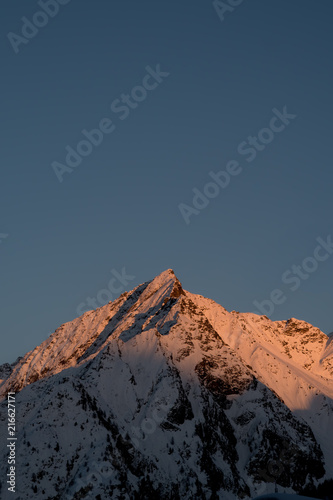 Peak in the italian alps during sunset.