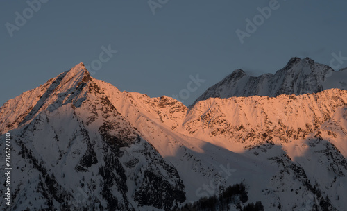 Peak in the italian alps during sunset.