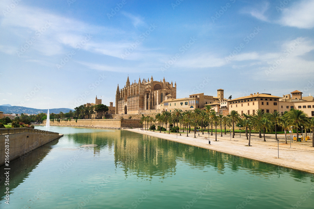 La Seu Cathedral in Palma de Mallorca, Spain, panoramic view