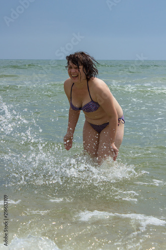 happy woman in the sea