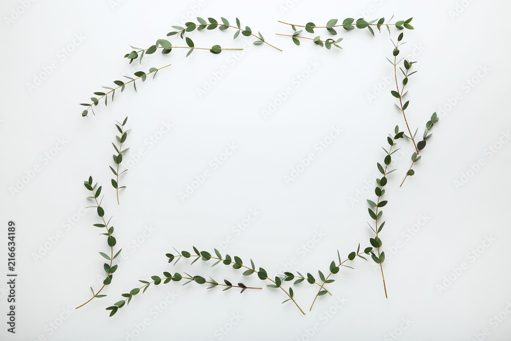 Stems with green leafs on white background Stems with green leafs on white background