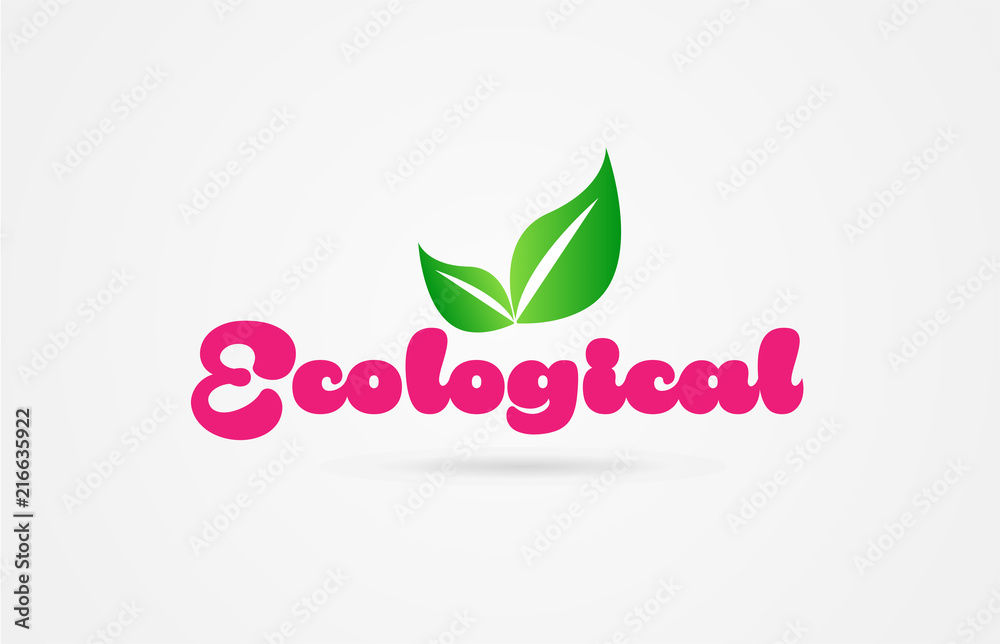 ecological pink green leaf word text logo icon ecological pink green leaf word text logo icon