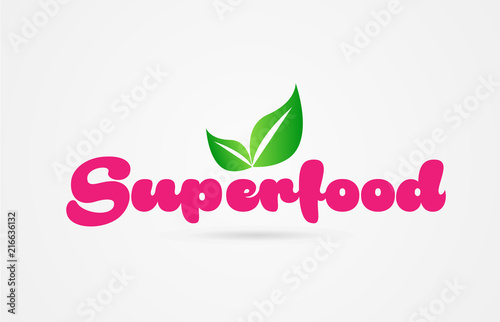 superfood pink green leaf word text logo icon