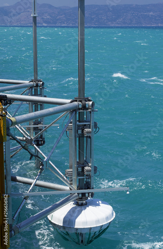 Marine research equipment fixed on the pier of Heraklion in Greece in the summer season close-up