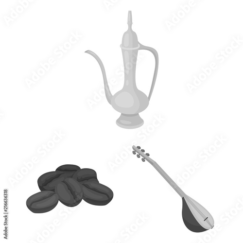 Turkey country monochrome icons in set collection for design.Travel and attractions vector symbol stock web illustration.