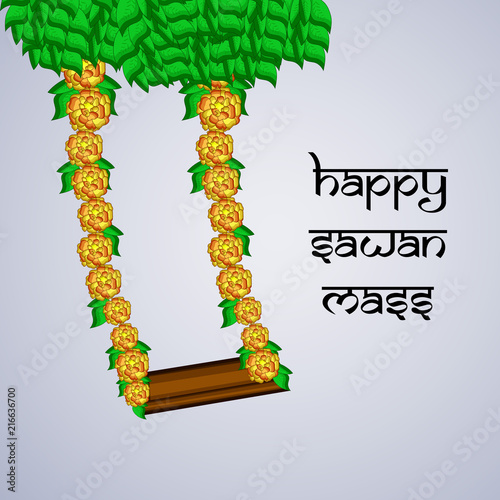 Illustration of background for the occasion of Hindu religious  festival Sawan Mass celebrated in India