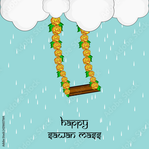 Illustration of background for the occasion of Hindu religious  festival Sawan Mass celebrated in India