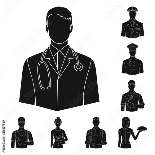 People of different professions black icons in set collection for design. Worker and specialist vector symbol stock web illustration.