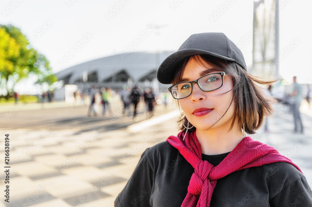 Beautiful teen girl near the stadium Beautiful teen girl near the stadium