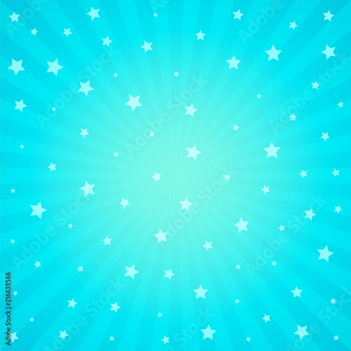 blue background with star and rays