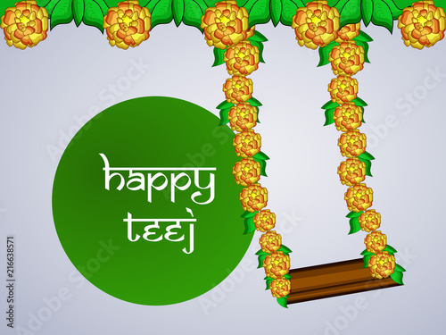 Illustration of background for the occasion of religious  festival Teej celebrated in India
