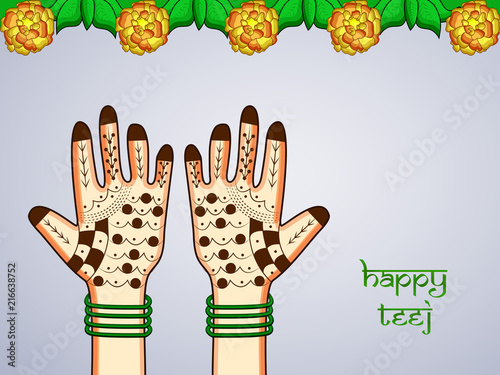 Illustration of background for the occasion of religious  festival Teej celebrated in India
