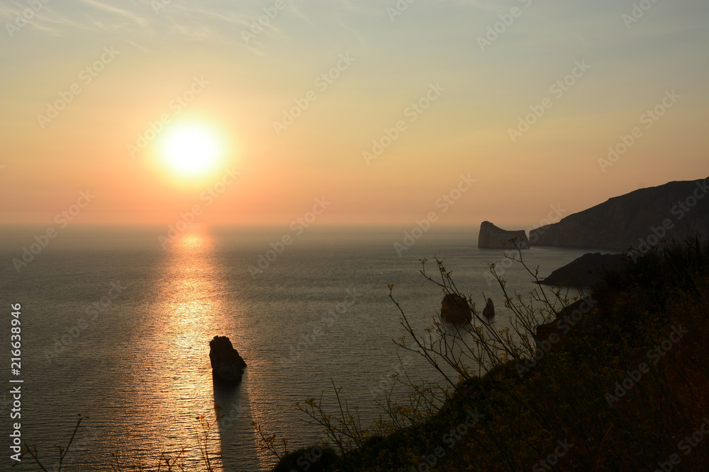 Summer sunset/ Romantic sunset in Sardinia south-west  coast