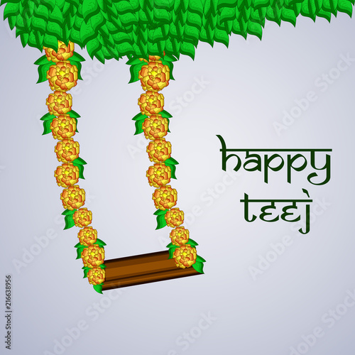 Illustration of background for the occasion of religious  festival Teej celebrated in India
