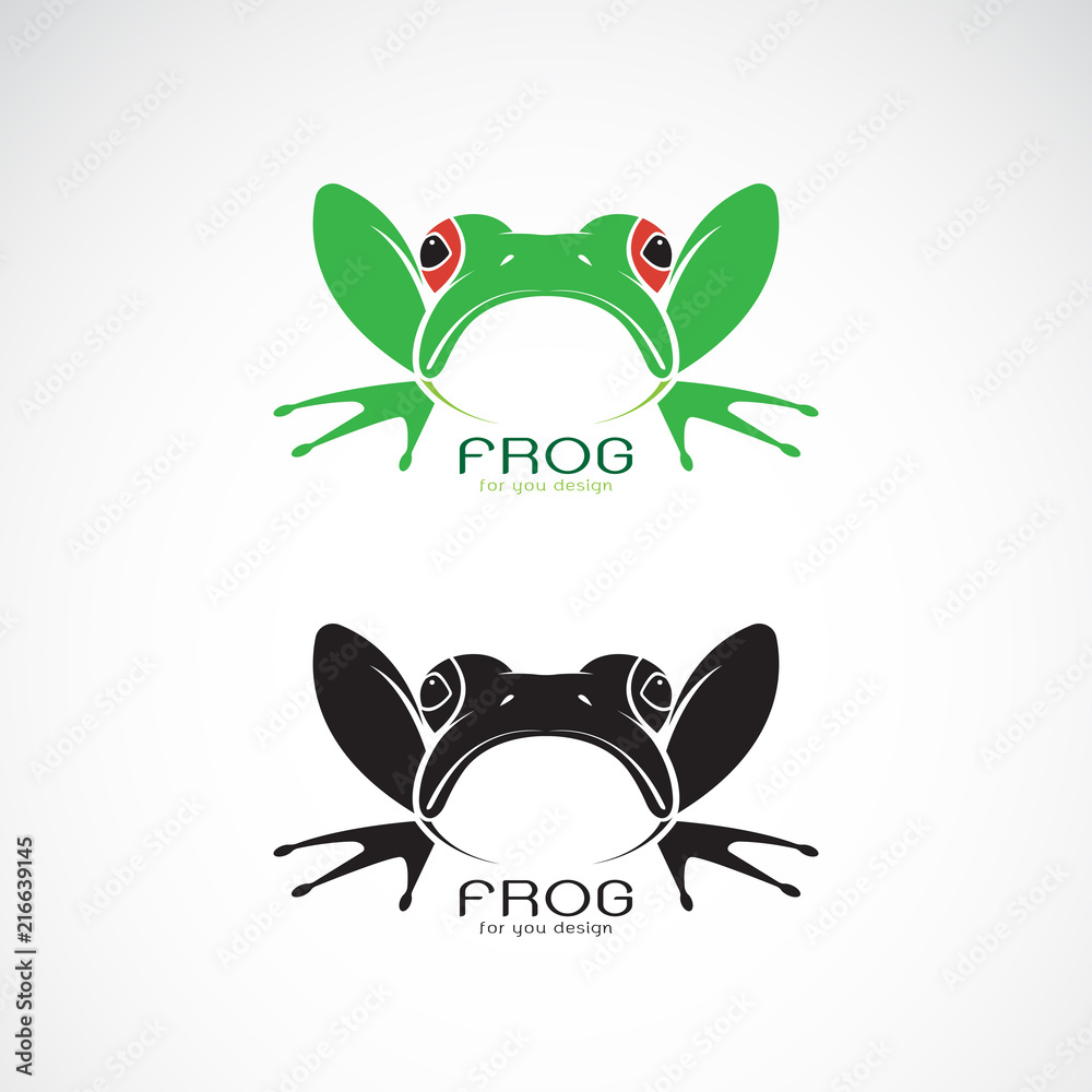 Naklejka premium Wektor żaby zielone i czarna żaba na białym tle. Płaz. Zwierzę. Ikona żaby. Łatwe edytowanie warstwowych ilustracji wektorowych.