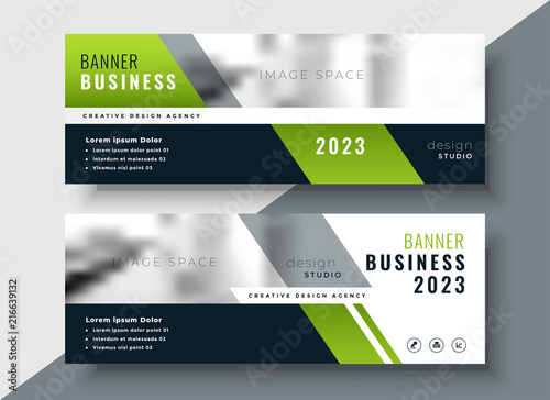 green geometric business banner with image space © starlineart