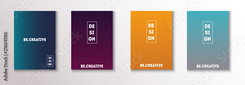 Minimal Covers, Vector Hipster Abstract Brands Design. Magenta, Cyan, Yellow Corporate Identity Blend Tech Halftones. Business Minimal Covers, Cool Retro Ad Music Party Poster Bright Gradient Stripes.