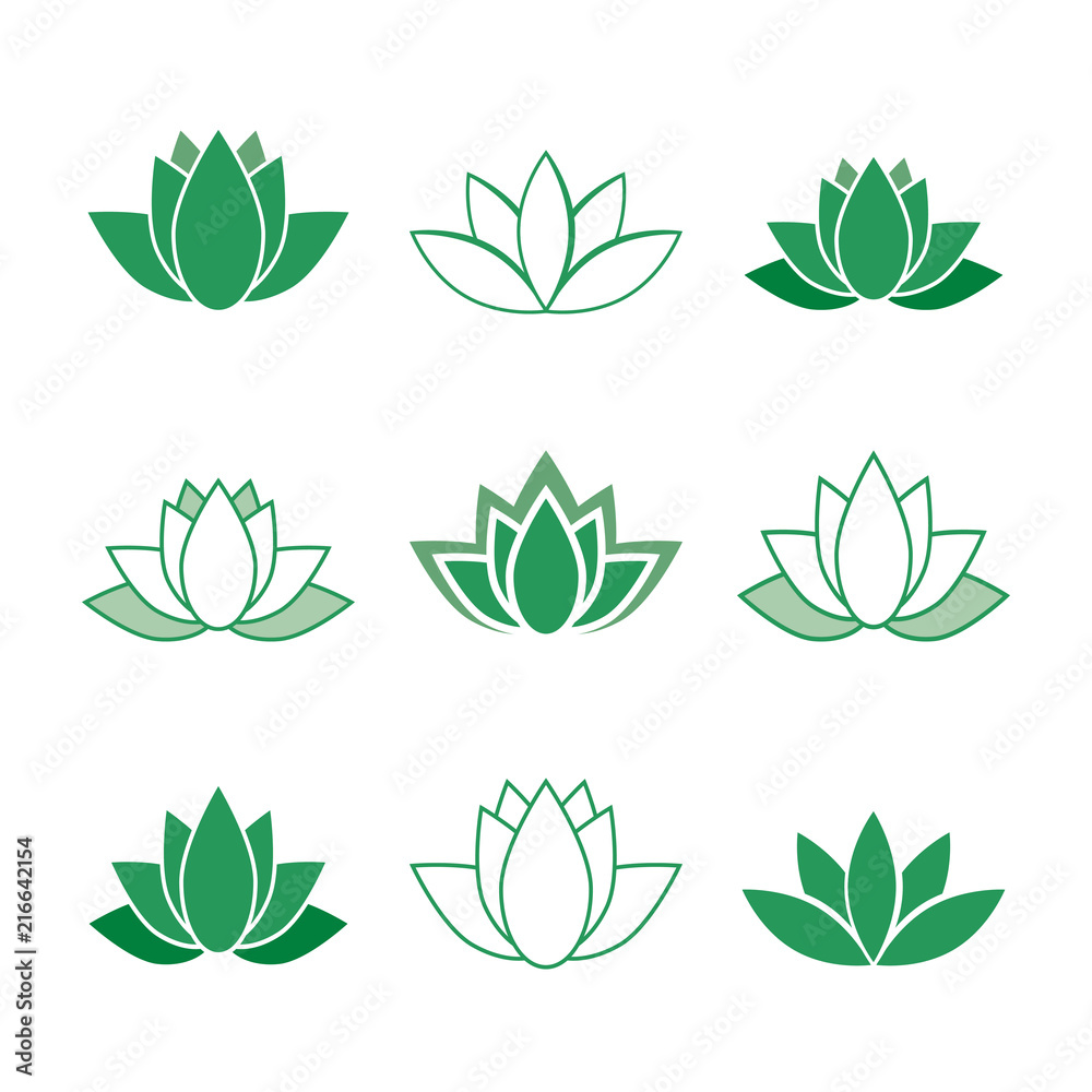 Lotusblüten - Iconset (Grün) - obrazy, fototapety, plakaty 