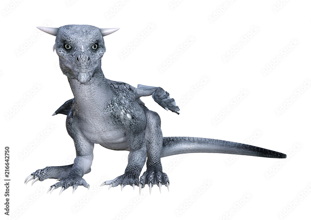 3D Rendering Fantasy Dragon Whelp on White 3D Rendering Fantasy Dragon Whelp on White
