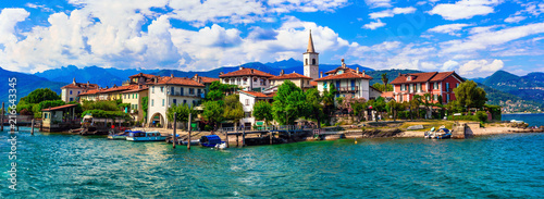 Beautiful romantic lake Lago Maggiore - view of island 