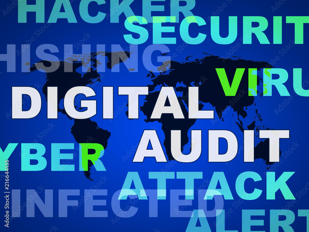 Digital Audit Cyber Network Examination 2d Illustration Digital Audit Cyber Network Examination 2d Illustration