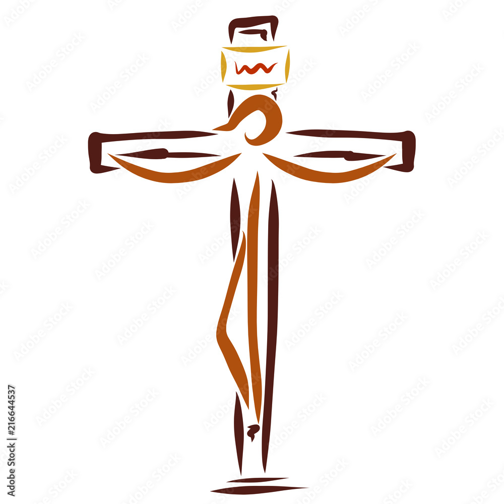 The Lord crucified on the cross and the inscription above His head, abstraction The Lord crucified on the cross and the inscription above His head, abstraction