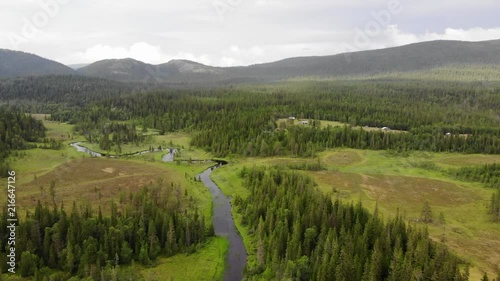 Aerial view of vast mountain area in northern Sweden