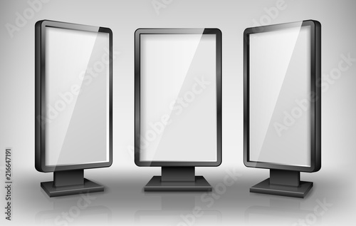 Blank lightbox template. Street 3d Retail lighting billboards. Realistic lightbox screen for advertising and design. vector illustration