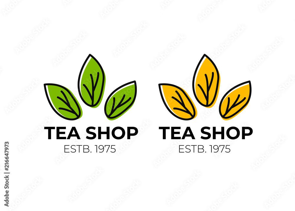 Tea leaf logo. Green tea vector icon