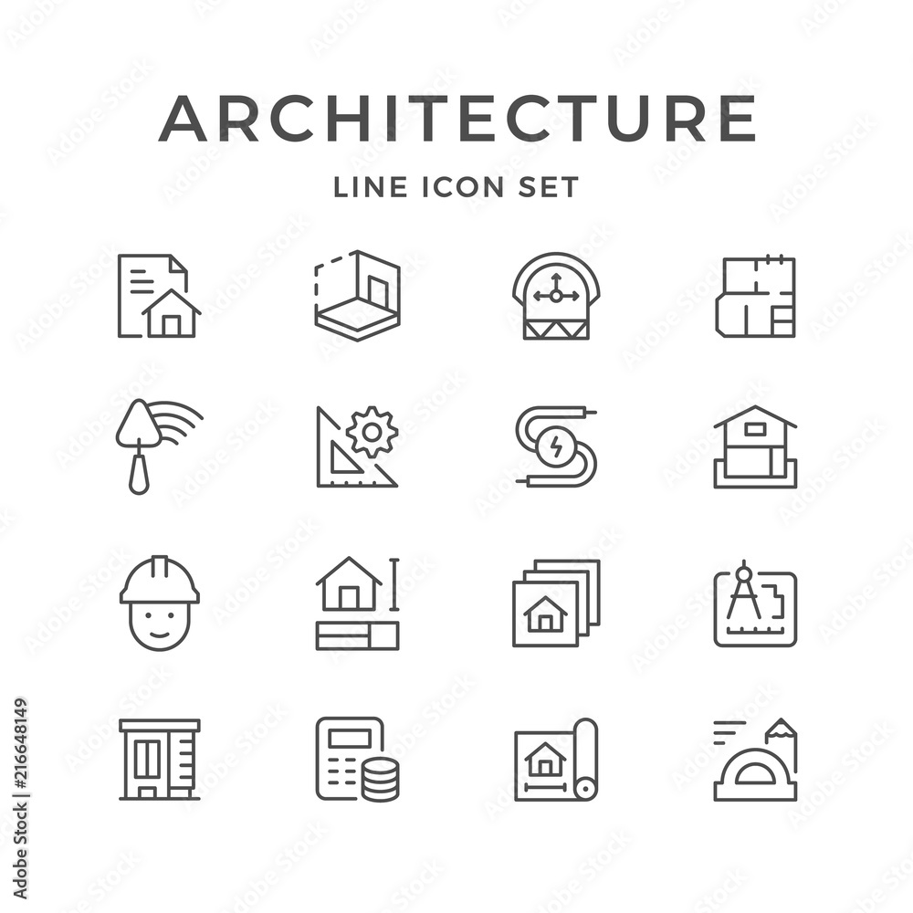 Set line icons of architectural Set line icons of architectural